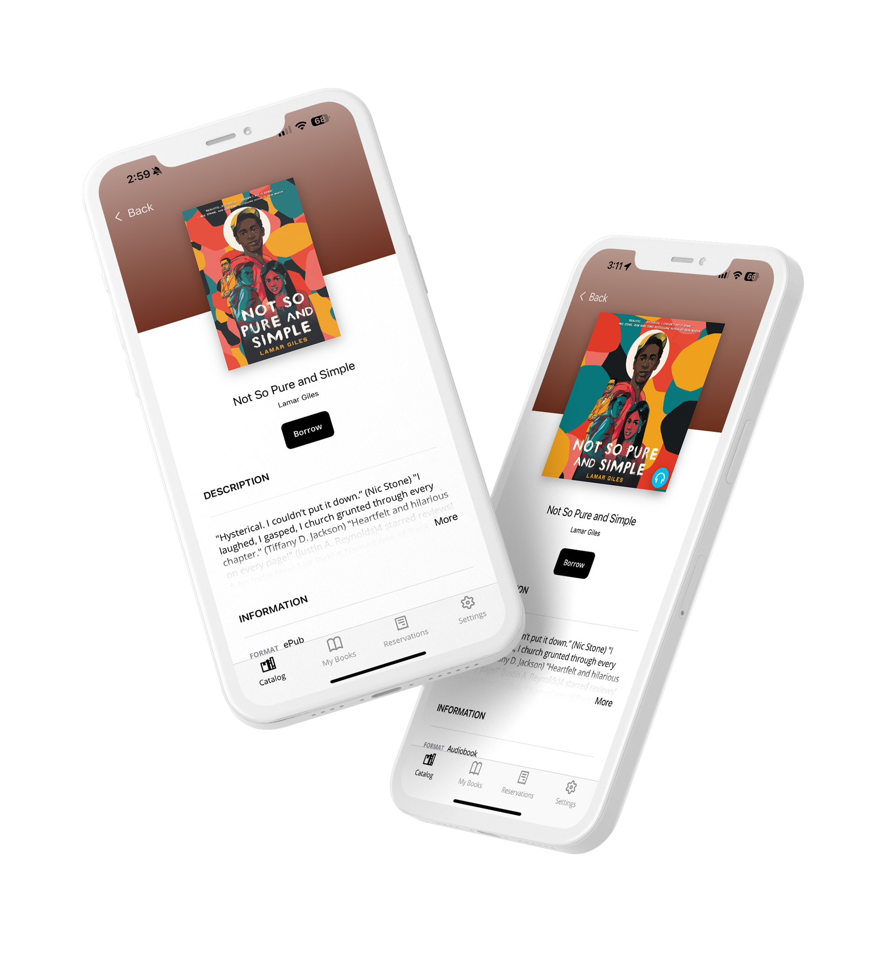 Two smart phones using Palace app